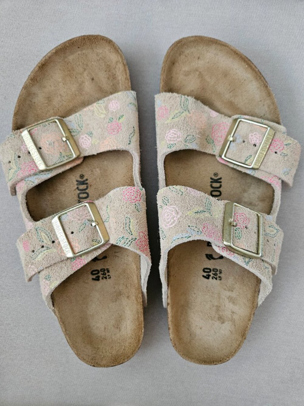 Birkenstock Arizona Suede Sandcastle Flower Print Size 40